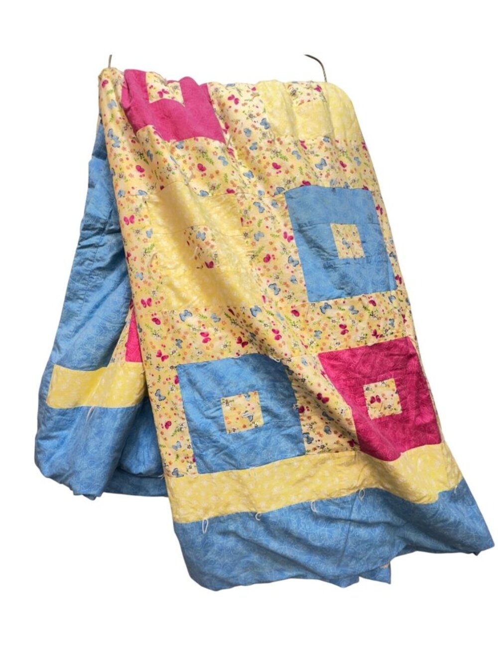 Vintage Multicolor Floral Patchwork Handmade Quilt Bedroom Boho Whimsical Retro